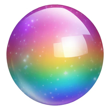 sparkly iridescent, rainbow gradient, glass crystal orbit sphere sticker