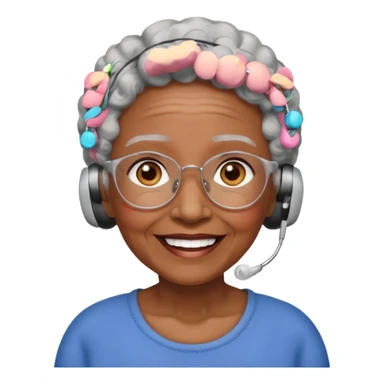 A black grandma wearing hearing aids sticker