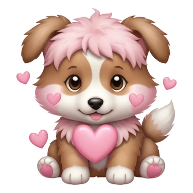 Puppy with light pink hearts around it sticker