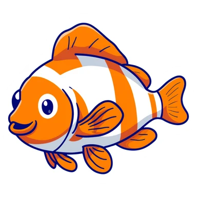 A colorful clown fish with orange and white stripes swimming sticker