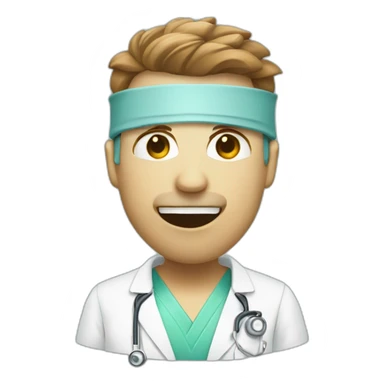 Ent surgeon with headlight and tongue depressor  sticker