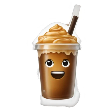 An iced coffee with caramel sticker