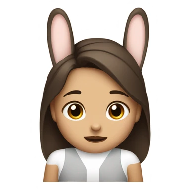 Brunette girl and brown light rabbit  With black spot and snout sticker