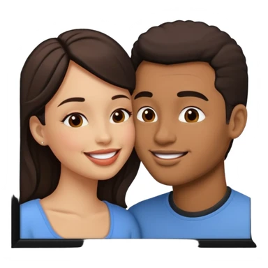 A man and a woman kissing, framed on a television screen sticker