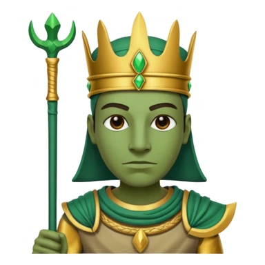 Ancient Egyptian god Osiris with green skin, Atef crown, and holding sticker