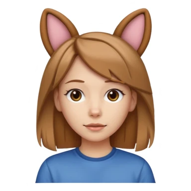 White girl with straight brown hair name is Valentina put dog ears on her and make he rlike like a bith but still not ugly just the dog prt of it and also have a shirt that says siri on it LONG LIGHT BROWN HAIR the shrit must say siri on ittt dont draw a dog just dog years sticker