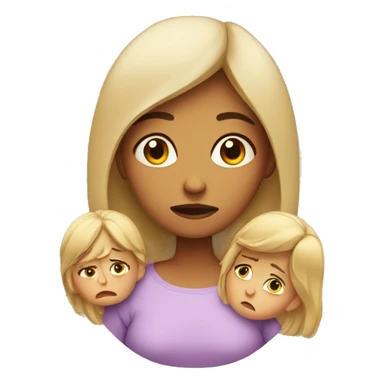 sad woman with 4 kids sticker