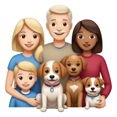 family with parents, children and a pet dog sticker
