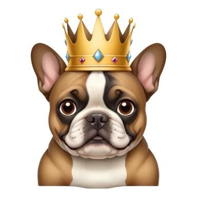 Black and brown frenchie wearing a king’s crown  sticker