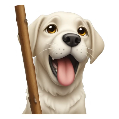 A dog licking a cold pole sticker