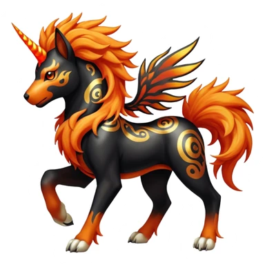 Shiny Exotic Gothic Rapidash-Houndoom-Arcanine-Pokémon-Fakémon-hybrid-creature sticker