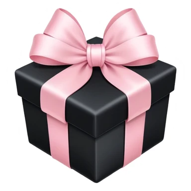 Realistic black gift box with light pink bow sticker