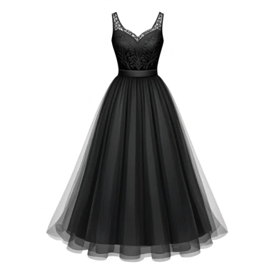 black dress, isolated, tulle skirt sticker