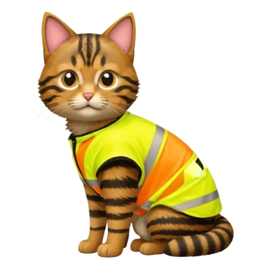tabby cat standing in hi-vis clothing facing right sticker