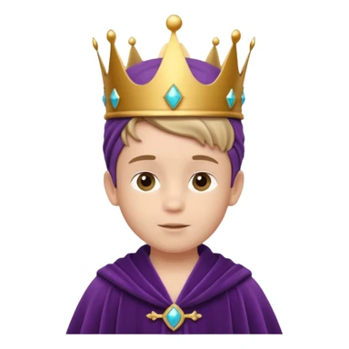 Royal Kid boy with fancy crown head 3d face sticker