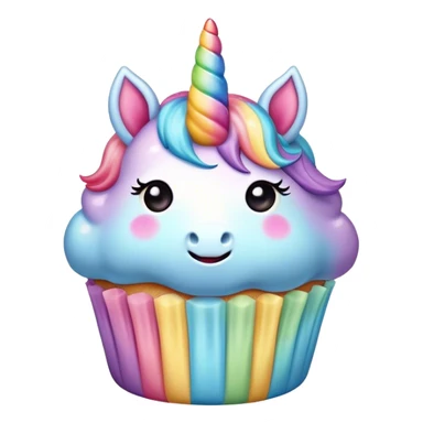  cute puffy pastel rainbow unicorn cupcake sticker