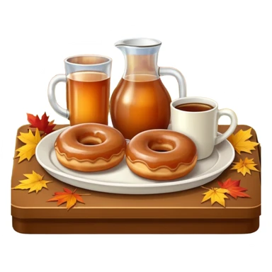Apple cider and donuts on a tray fall scenery sticker