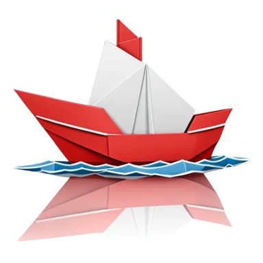 un bateau rouge et blanc en origami sticker