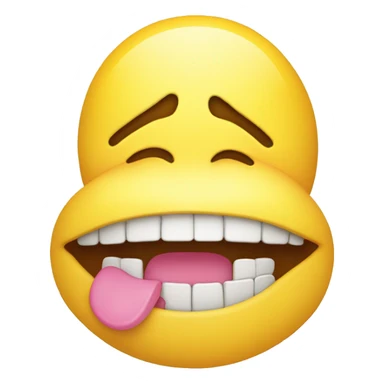 Smiling emoji with yellow bone in its mouth sticker
