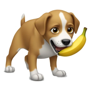 dog eating a banana sticker