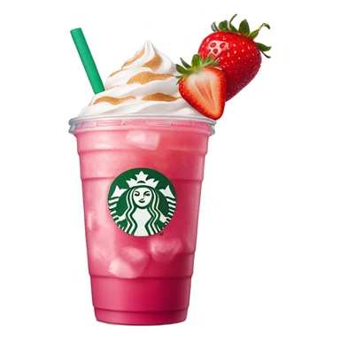 starbucks drink with pink liquid with ice and strawberries  sticker