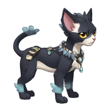cool punk kawaii anime edgy distinguished pretty elegant beautiful fantasy black ethereal nargacuga-Noivern-sphynx-Quiana-Fakemon collar harness jewels full body sticker