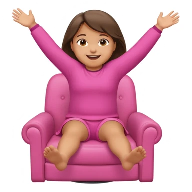 Little Girl fat but not too fat standing but falling off of a chair half in the air chair with pink clothes on standing on chair but fell off not touching chsir sticker