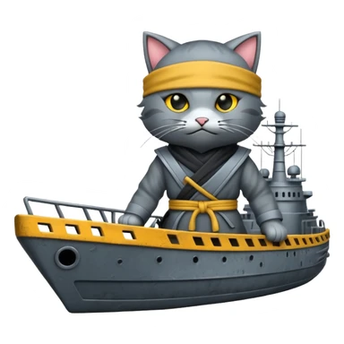 Ninja cat on warship sticker