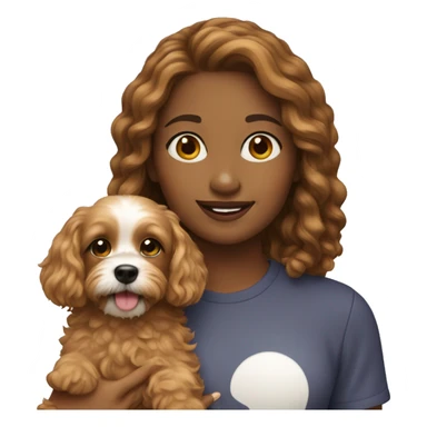 Girl with cavapoo dog  sticker