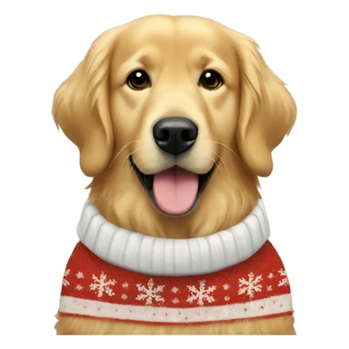 Golden retriever in a Christmas jumper sticker
