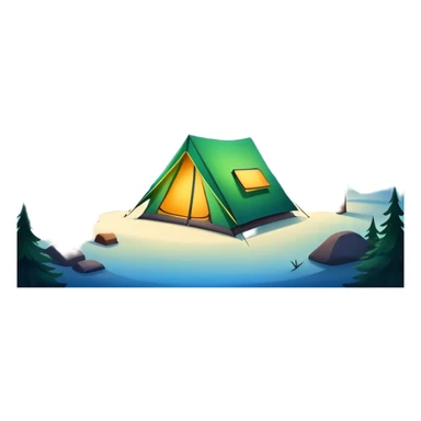 northern lights over pine forest with camping tent sticker