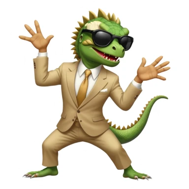 capitalist iguana banker godfather with black sunglasses breakdance scaring sticker