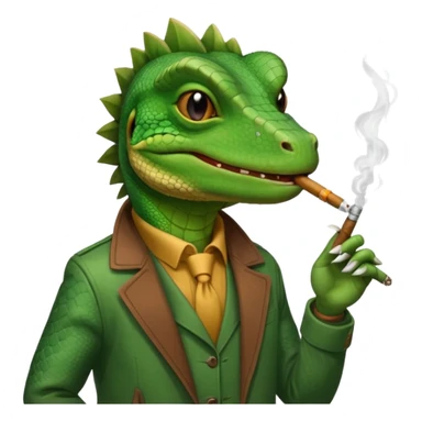 Lizard in a jacket smoking a joint sticker