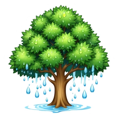 a tree exploding with water droplets bursting outward instead of fire or smoke sticker