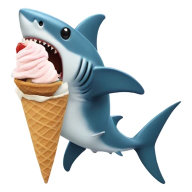 Shark eating an ice cream sticker