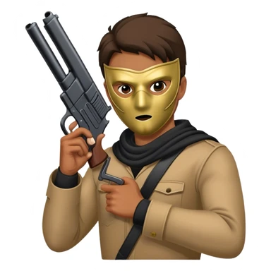 A masked man holding a gun sticker