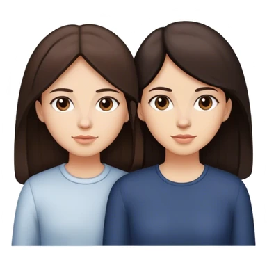 Sisters with dark brown hair with 1 tall sister and the other short sticker