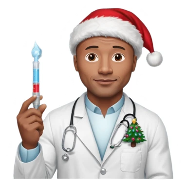 the rock vestido de doctor con una geringa en navidad sticker