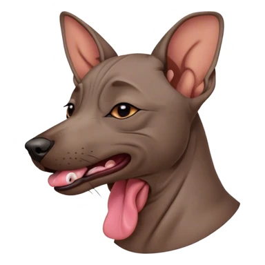 Cinematic Cute Yawning Xoloitzcuintle dog Portrait Emoji, Head tilted slightly with a dramatic, wide-open yawn, showcasing smooth, hairless ebony skin with gently relaxed wrinkles and floppy ears slightly drooping, round dark eyes barely open in drowsy contentment, Simplified yet irresistibly adorable features, highly detailed, glowing with a soft, cozy glow, high shine, relaxed yet expressive, stylized with a touch of whimsy, bright and endearing, soft glowing outline, capturing the essence of a sleepy yet affectionate guardian, so drowsy it feels like it could stretch out of the screen and curl up for a nap! sticker