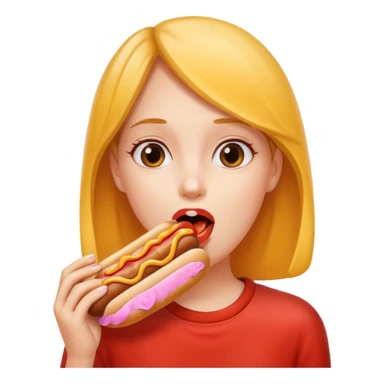 Girl hotdog inside mouth sticker