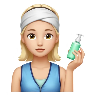 Clean girl aesthetic emoticons, apply skincare products, headband, glowing skin, vest, soft lighting
 sticker