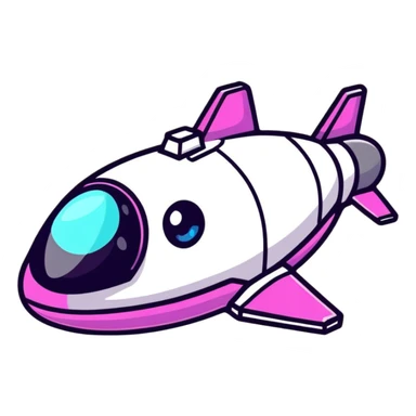A cartoon spaceship with big sparkly kawaii eyes sticker