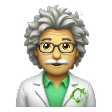 a cat scientist with shaggy hair who blew up a green test tube. sticker