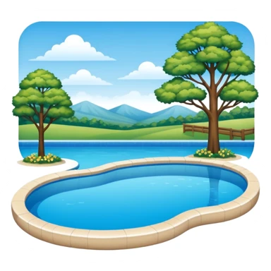 piscina con paisaje  sticker