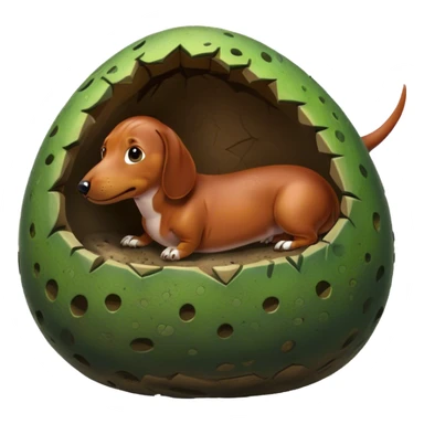 a dachshund in an dinosaur egg sticker