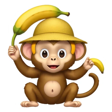 Monkey with banana hat sticker