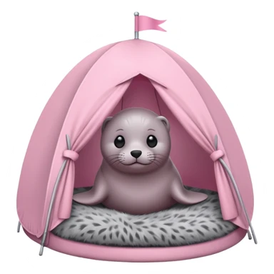 Seal in a light pink tent  sticker
