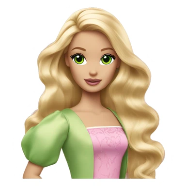 barbie princess green eyes long blond hair sticker