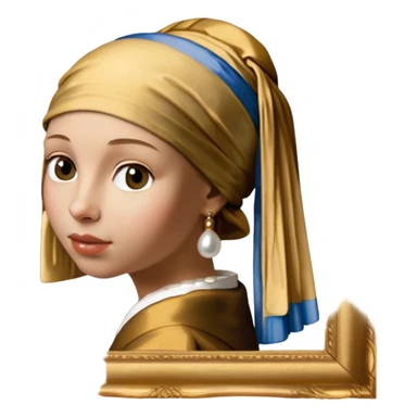 Johannes Vermeer, Girl with a Pearl Earring,  in gold frame sticker