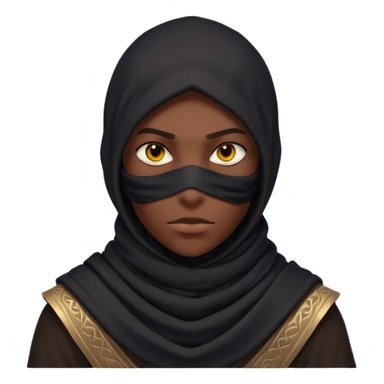 desert assassin portrait, head and shoulders only, dark hood, face scarf, mysterious glowing eyes, stealth vibe, 3D cartoon, mobile game icon style, clean background, no text, no watermark
 sticker